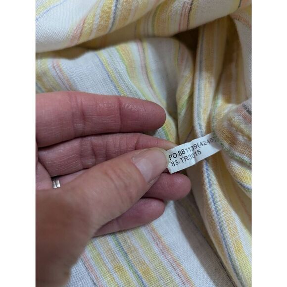 Tommy Bahama Men's Yellow Striped Long-Sleeve Linen Button-Front Shirt Size L - Picture 8 of 8